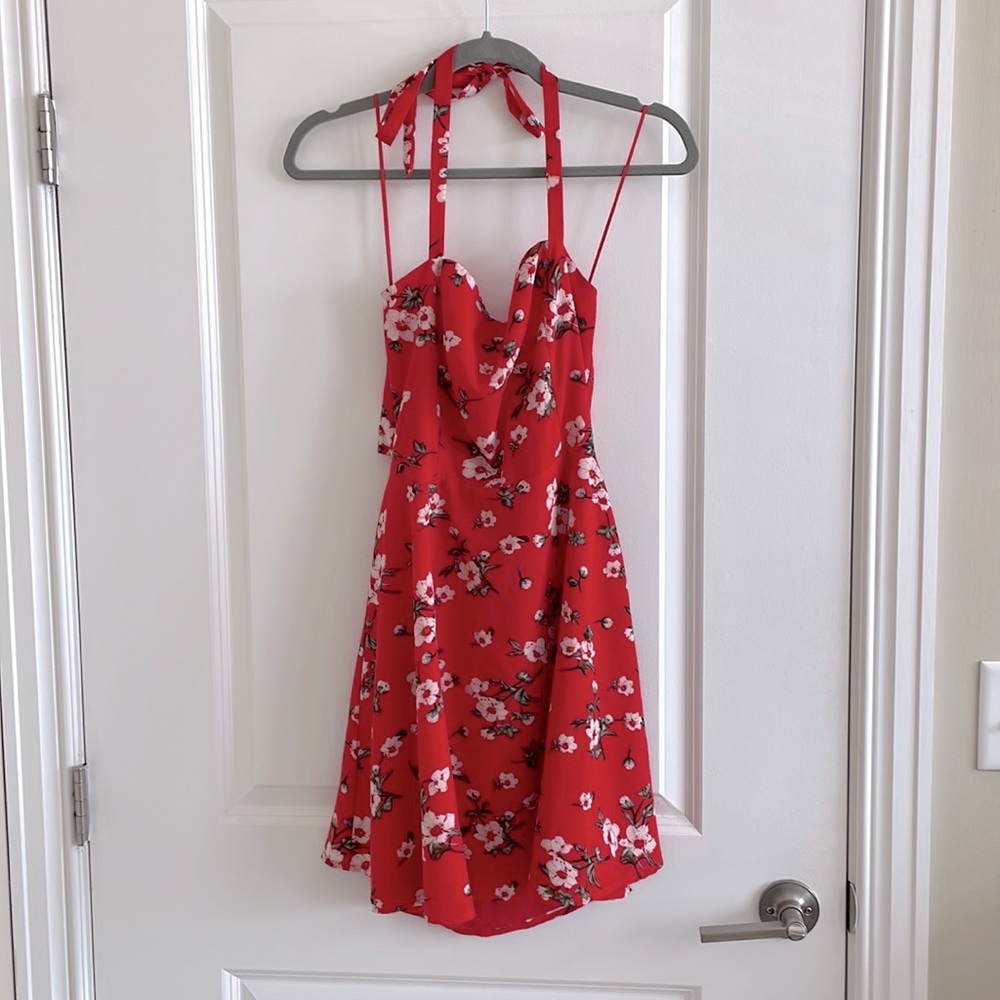 Halter dress with tie back